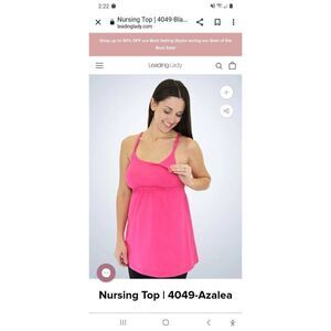Medium Leading Lady Azalea Nursing Tank Top Pink Lace Racerback Built in Bra
